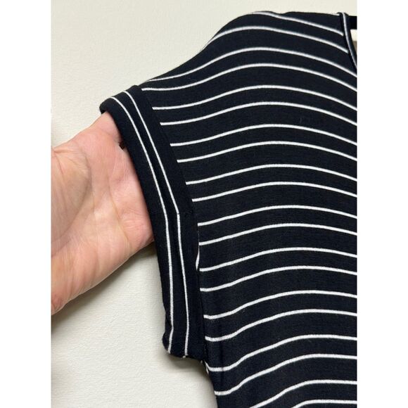 NWT ALTAR'D STATE Essential Black White Stripe Faux Wood Button Tee Midi, Sz S - Picture 2 of 7